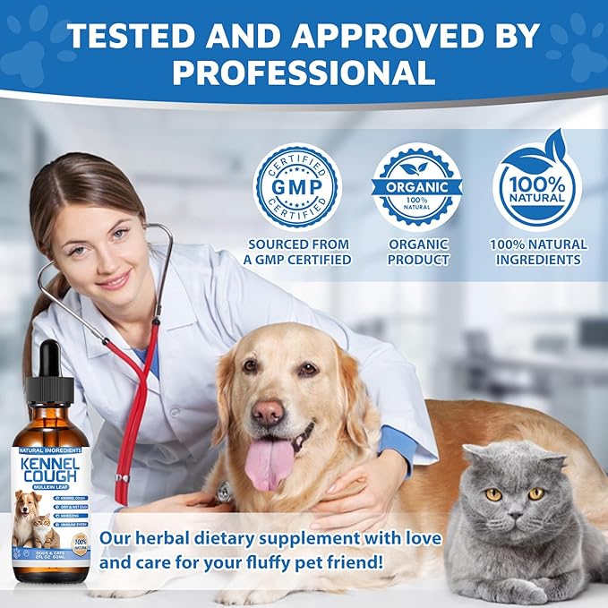 Kennel Cough Herbal Drops for Dogs & Cats,Dog Cough Treatment,Dog Cough Suppressant,Kennel Cough for Dogs,Coughing Treatment Liquid,Cough Treatment for Cats,Natural Cough Supplement for Cat-Mewly Pet