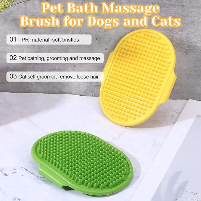 4Pcs Adjustable Cat Self Groomer, Silicone Cat Brushes for Indoor Cats Grooming Self Cleaning, Cats Face Scratchers Massager for Corner Scratcher, Pet Supplies (Green & Yellow)-Mewly Pet