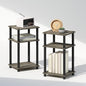 Furinno Just 3-Tier Turn-N-Tube Open Storage Nightstand, 2-Pack, Plastic Poles, French Oak/Black