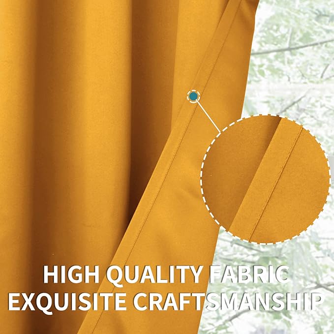 BGment Room Darkening Curtains 84 Inches Long - Grommet Thermal Insulated Drapes Window Treatment Curtains for Bedroom, 2 Panels, 52 x 84 Inch, Mustard Yellow