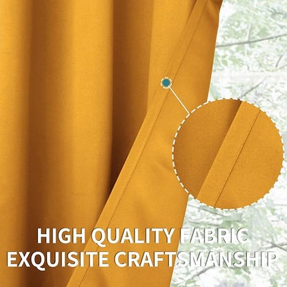 BGment Room Darkening Curtains 84 Inches Long - Grommet Thermal Insulated Drapes Window Treatment Curtains for Bedroom, 2 Panels, 52 x 84 Inch, Mustard Yellow