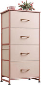 WLIVE 4 Drawers Dresser for Bedroom, Pink Rose Gold Fabric Clothes Storage Organizer Unit, Dresser for Hallway, Entryway, Closets, Sturdy Steel Frame, Wood Top