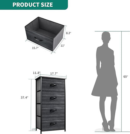 YITAHOME Dresser with 4 Drawers - Fabric Storage Tower, Organizer Unit for Bedroom, Hallway, Closets - Sturdy Steel Frame, Wooden Top & Easy Pull Fabric Bins