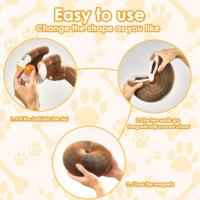 2 Pack Magic Organ Cat Toy Foldable Magic Organ Cat Scratching Board Reversible Infinity Style Magic Organ Cat Toy with 4 PCS Ball Cat Toys Interactive Indoor Cat Toys-Mewly Pet
