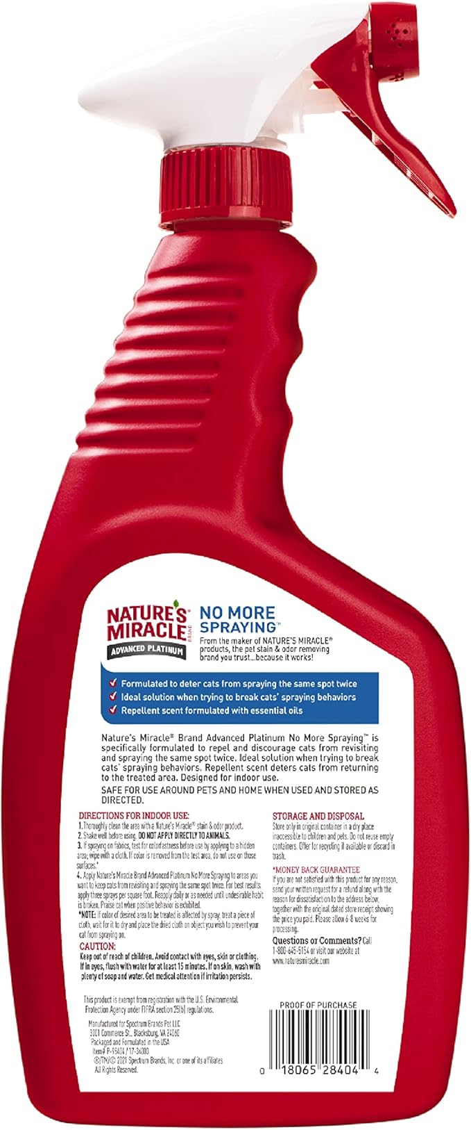 Nature's Miracle Advanced Platinum No More Spraying, 24 Ounces, Helps Discourage Repetitive Cat Spraying-Mewly Pet
