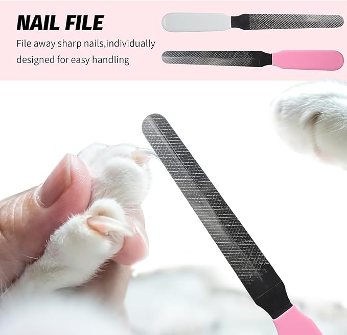 2 PCS Bearded Dragon Nail Clippers, Cat Nail Trimmer, Stainless Steel Cat Claw Clippers, with (White + Pink) Files * 2, Suitable for Reptiles, Novice Pet Families (Orange + Rose Red)-Mewly Pet