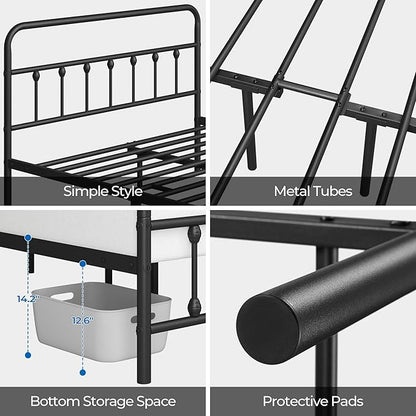 Yaheetech Classic Metal Platform Bed Frame Mattress Foundation with Victorian Style Iron-Art Headboard/Footboard/Under Bed Storage/No Box Spring Needed/Queen Size Black