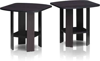 Furinno Simple Design End Table, 2-Pack, Dark Walnut