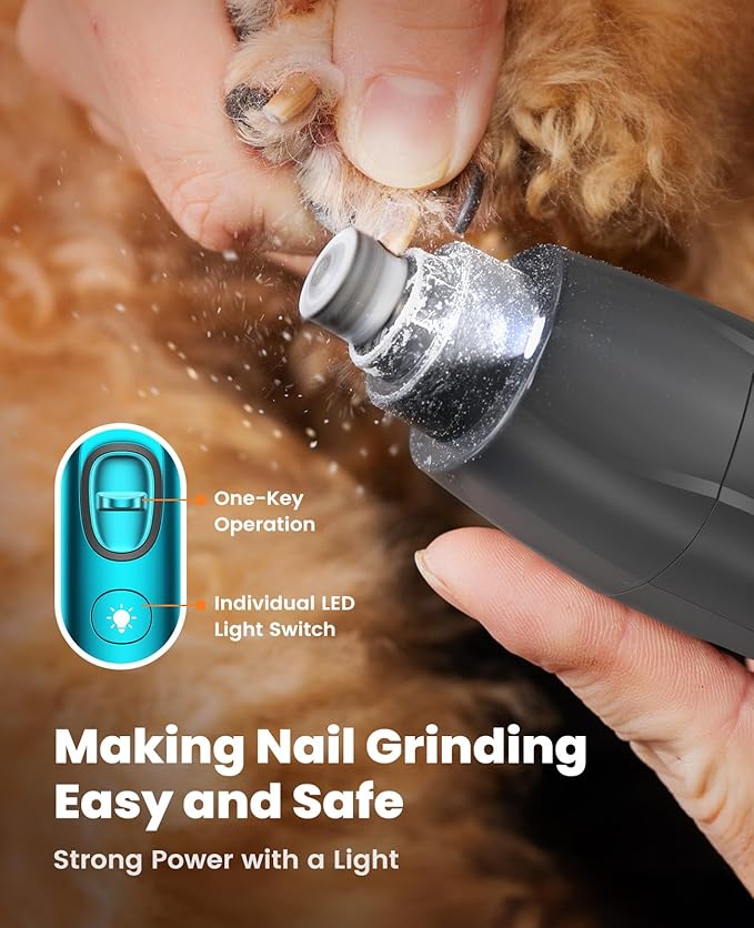 oneisall Quiet Dog Clippers for Grooming LED Light, Cordless Dog Grooming Kit 4 in 1, 2000mAh Pet Clippers Paw Trimmer Nail Grinder for Paw, Nail, Face, Ears, Legs, Body-Mewly Pet