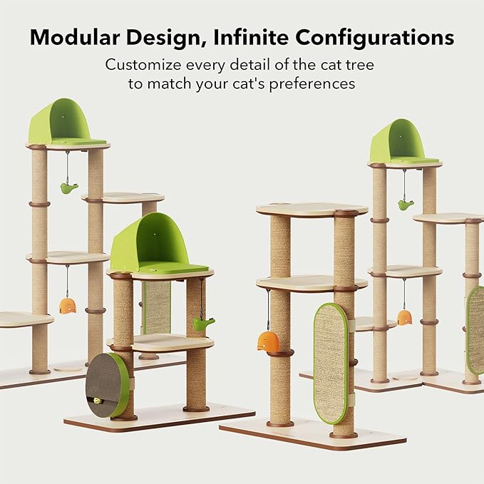 PETLIBRO Infinity Cat Tree Tower for Indoor Cats, Modular Design with Cat Bed, Toy, Felt Pads, Sisal Scratching Posts, 2-Second Setup, Sturdy Multi-Level Activity Center Cat Condo for Any Room-Mewly Pet