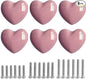 Ceramic Drawer Knobs Heart Shape Cabinet Dresser Pulls Handles with 3 Sized Screws, Kitchen Furniture Knobs for Closet Cupboard Wardrobe (6, Pink)
