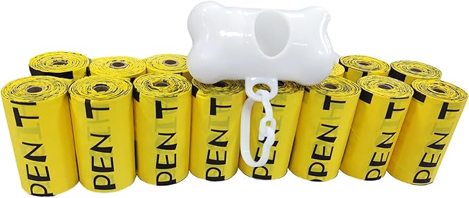 Dog Poop Bag, Biodegradable, Waste Bags with Dispensers, Guaranteed Leak Proof and Extra Thick, Certified Home Compostable, Plant-Based Dog Waste Bags, Eco-Friendly, 240 counts 16 rolls (Yellow, 16)-Mewly Pet