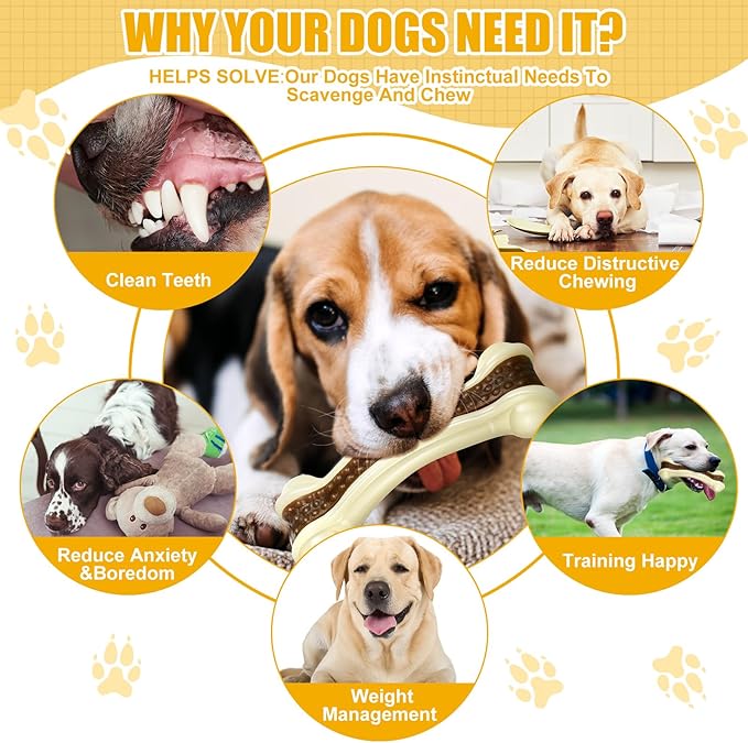 Sosation 6 Pcs Dog Toys for Aggressive Chewers Nylon Beef Flavor Bones Tough Puppy Teething Toys Puppy Chew Bones for Large Medium Small Breed Dogs Puppies Pets Chew Toys(Small Medium Large)-Mewly Pet