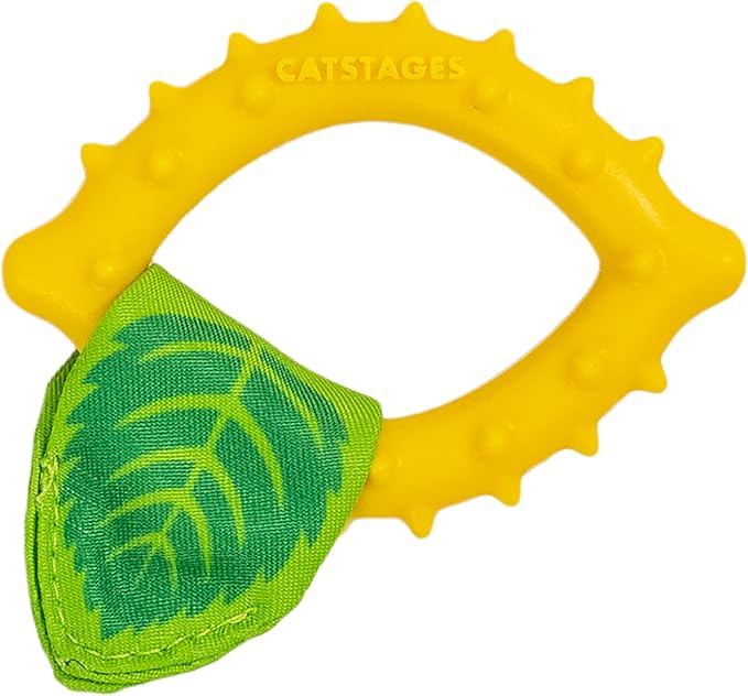 Catstages Dental Lemon Teether, Soft and Textured Cat Chew Toy, Catnip Oil Coating, Yellow-Mewly Pet