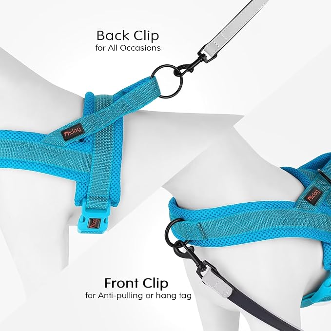 Didog No Pull Dog Harness with Breathable Mesh Padded, Full Reflective & Quick Fit Adjustable Vest Harness, Easy for Training Walking for Small & Medium and Large Dogs (Blue, L:Chest 26-32")-Mewly Pet