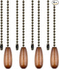 Vinaco Wooden Ceiling Fan Pull Chain Set, Decorative Fan Pull Chain Extension with Pendant, 13 Inches Pull-Chains for Fans and Light with 3MM Ball Bead Chain, 4 Pack Fans Light Pull-Chain Extension