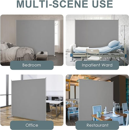 RANTILA Single Large Panel Room Divider, Privacy Screen for Office, Partition Separators, Freestanding Divider 71''W x 69.5''H, Grey