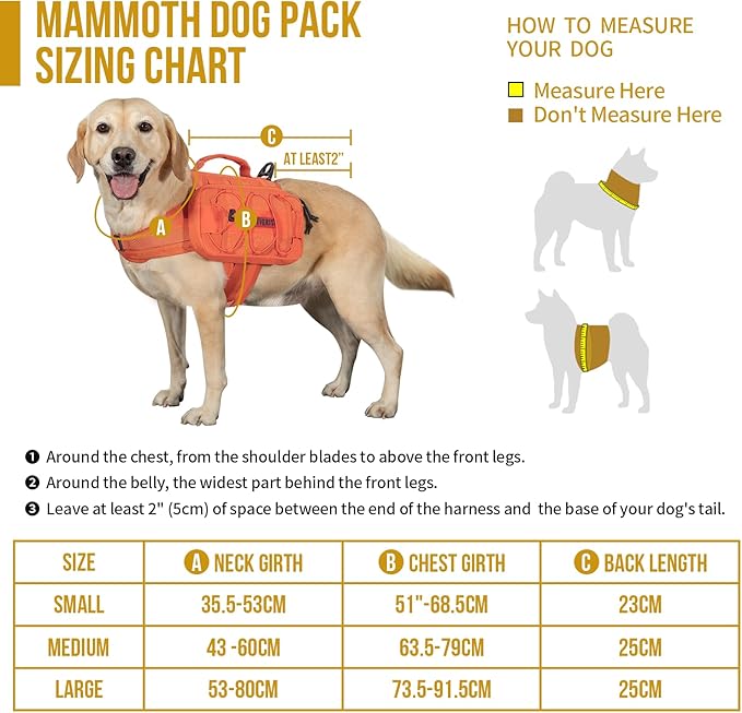 ONETIGRIS Dog Backpack MAMMOTH for Medium & Large Dogs, Nylon Backpack for Dogs Tactical Pet Backpack with Side Pockets for Hiking Walking Training Running-Mewly Pet