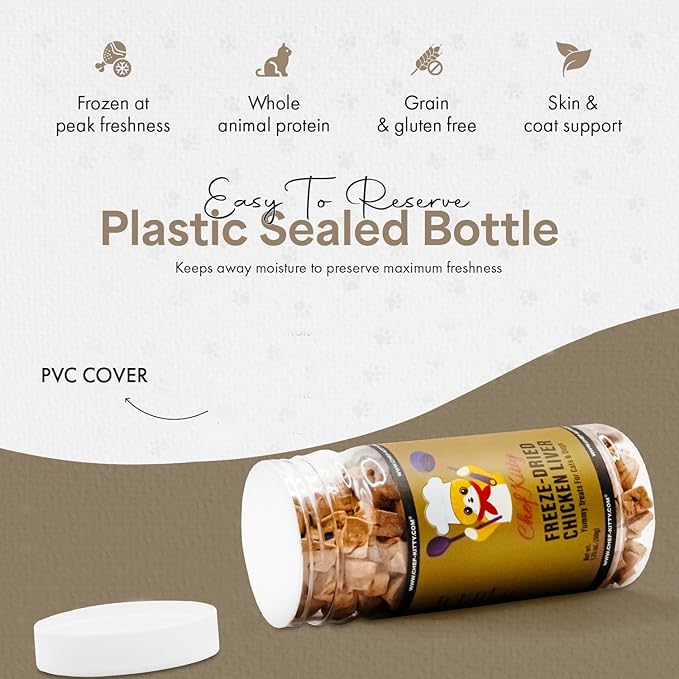 Freeze-Dried Chicken Liver Treats for Cats & Dogs – 100% Human Grade, Single Ingredient, High-Protein, Healthy Snack – No Additives or Preservatives – 1.7oz - Inspected & Tested in USA-Mewly Pet