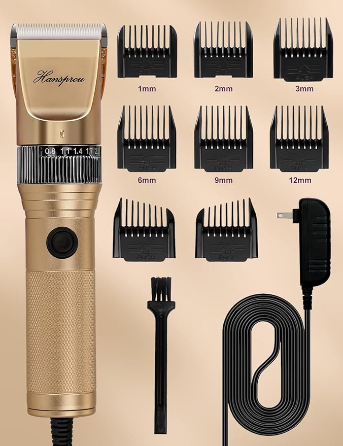 Dog Grooming Clippers, Professional Dog Clipper for Thick Coat 12V Plug-in Pet Trimmer High Power Pet Clippers Low Noise with Guard Combs Brush for Dogs Cats and Other Animal-Mewly Pet