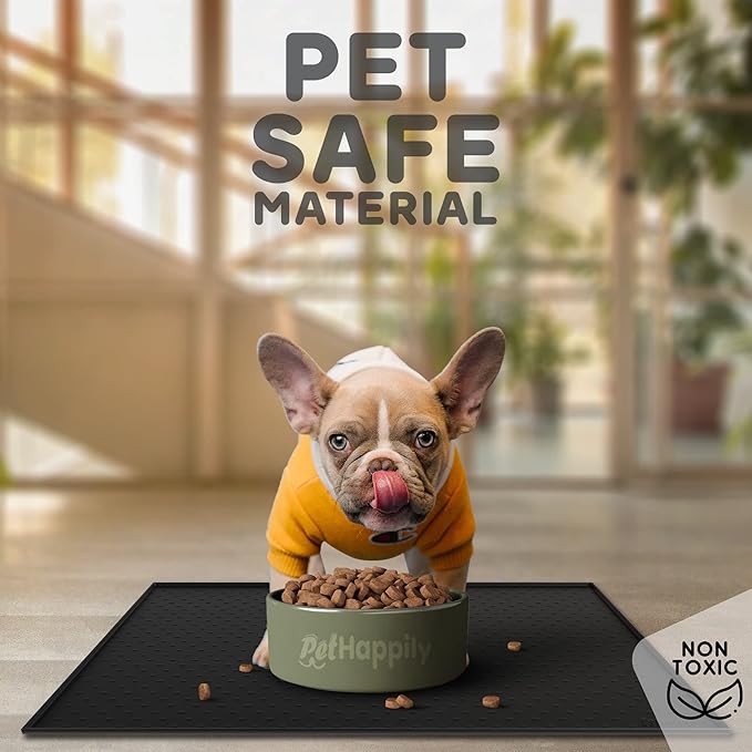 Dog Food Mat - 24x15” Large Silicone Pet Food Mat, Raised Edges for Food and Water Prevent Spill, Waterproof Cat Food Mat Protect Floors,Easy Clean Dog Bowl Mats for Food and Water-Mewly Pet