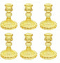 Glass Candlestick Holder,Striped Taper Candle Holders,Set of 6 Candle Stand for Table Centerpieces, Home Decor,Weddings,Festival and Parties (Yellow Dimond)