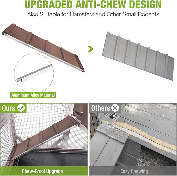 Gutinneen 2-Story Rabbit Hutch with Chew-Proof Ramp & Leak-Proof Trays - Indoor/Outdoor 39.3" Wooden Rabbit Cage with Wheels for Rabbits, Guinea Pigs-Mewly Pet