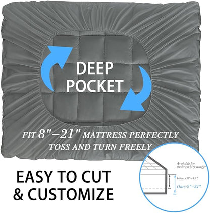 CYMULA King Size Mattress Topper - Extra Thick Cooling Mattress Pad Cover for Back Pain - Soft Mattress Protector Firm Bed Topper Pillow Top with 8-21 Inch Deep Pocket 3D Snow Down Alternative Fill