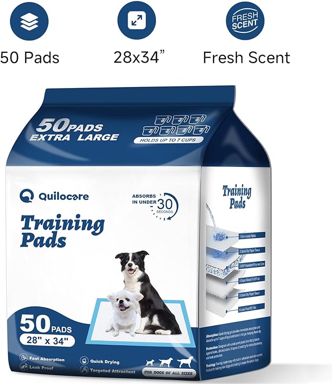 50 Count 28” x 34” XL Disposable Dog Pee Pads, Super Absorbent Leakproof Quick Drying Puppy Pee Pads for Dogs, Extra Large Disposable Dog Training Pads-Mewly Pet