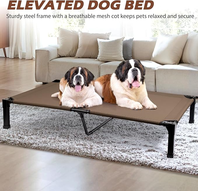 Heeyoo Elevated Dog Bed, Cooling Raised Pet Cot with Chew Proof Washable Breathable Mesh and Metal Frame, Portable Dog Cot Bed with No-Slip Feet for Outdoor or Indoor Use-Mewly Pet