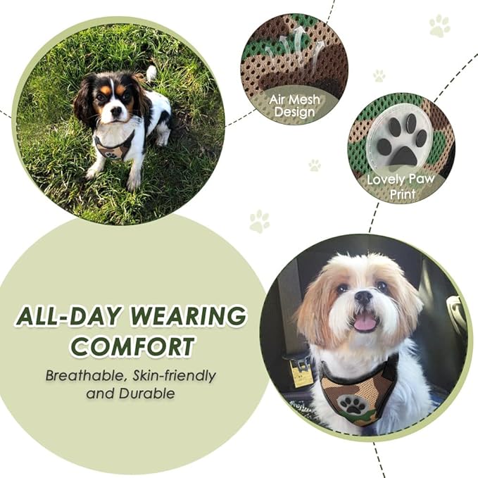 Lukovee Dog Seat Belt for Car, Adjustable Dog Car Harness for Large Medium Small Dogs, Soft Padded & Breathable Mesh Dog Seatbelt with Car Strap and Carabiner(Camouflage Double Clip,Medium)-Mewly Pet