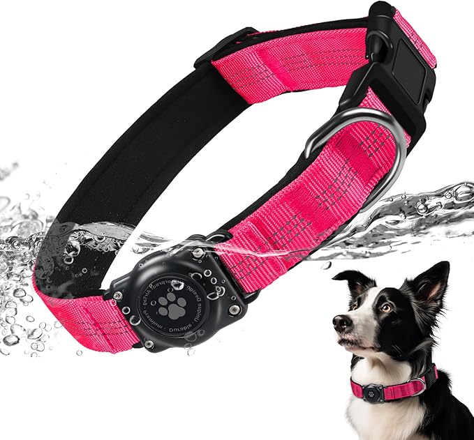 Reflective Air Tag Dog Collar - 100% Waterproof Dog Collar AirTag Holder | Extra-Durable, Soft Padded AirTag Dog Collars for Small Medium Large Dogs-Mewly Pet