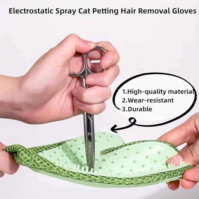 Pet Hair Remover Glove, All-in-One Grooming Mist Glove for Pets, Upgrade Efficient Pet Hair Remover Electrostatic Gloves Grooming Spray Comb, Gentle Deshedding Efficient for Dogs & Cats (Green)-Mewly Pet
