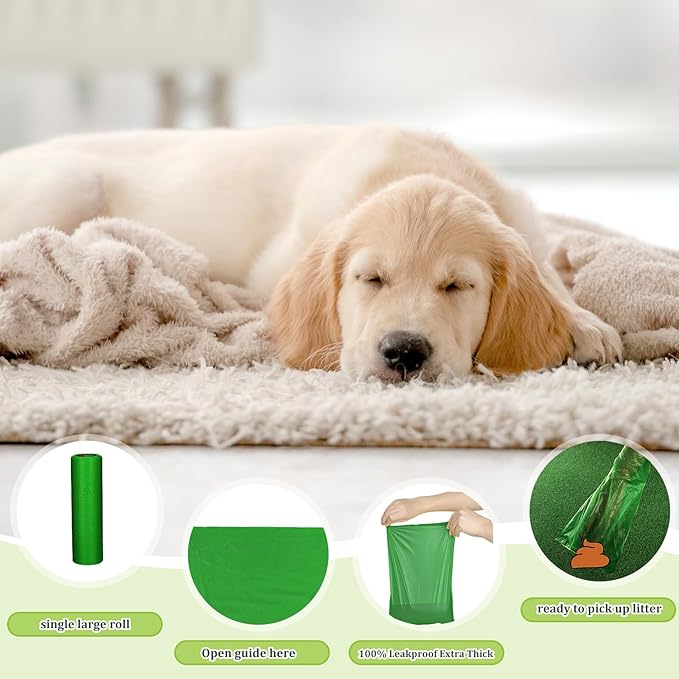 Harloon 6000 Counts Dog Poop Waste Bags 30 Rolls 12 x 8 Inches Extra Thick Strong Leak PET Proof Bags Disposable Bulk Universal Doggy Roll Waste Box for Puppy Outdoor Walking Travel(Deep Green)-Mewly Pet