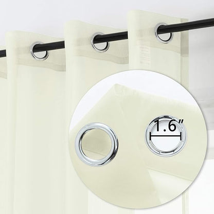 DUALIFE 45 Inches Long Voile Sheer Curtains for Nursery 2 Panels Grommet Small Windows Short Drapes Curtains for Bathroom Boys Bedroom 52 X 45 Inch Long, Ivory