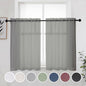 OWENIE Short Sheer Curtains 30 Inches 2 Panels Set, Kitchen Tiers Light Filtering Rod Pocket Cafe Curtains for Bathroom Small Half Window, 42 in W x 30 in L, Grey