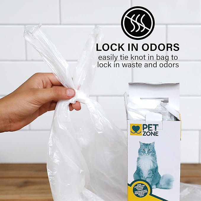 Pet Zone Universal No-Touch Cat Litter Bags & Waste Bag (Pet Waste Bag Great for Cat Litter Boxes) 12 Pack-Mewly Pet