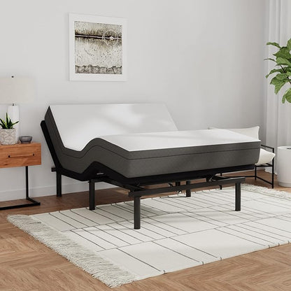 Blissful Nights e3 Queen Adjustable Bed Base Frame with 10" Medium Firm Gel Infused Memory Foam Mattress