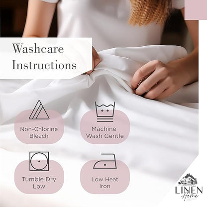Linen Home 100% Cotton Printed Percale Sheets King Size, Deep Pocket, 4 Pieces Set - 1 Flat, 1 Deep Pocket Fitted Sheet and 2 Pillowcases, Crisp Cool and Strong Bed Linen, Mauve Silhouette Floral