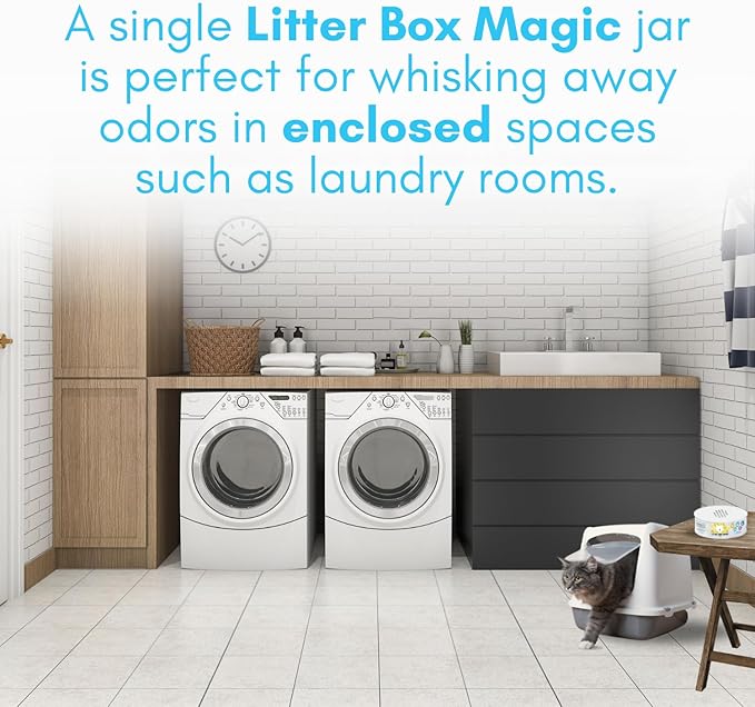 Cat Litter Deodorizer Jar (1 Fresh Scent and 1 Fragrance Free, 16 Oz, Pack of 2) - Cat Litter Odor Absorber Gel - Litter Box Pet Air Freshener - Litter Odor Eliminator to Freshen Air-Mewly Pet