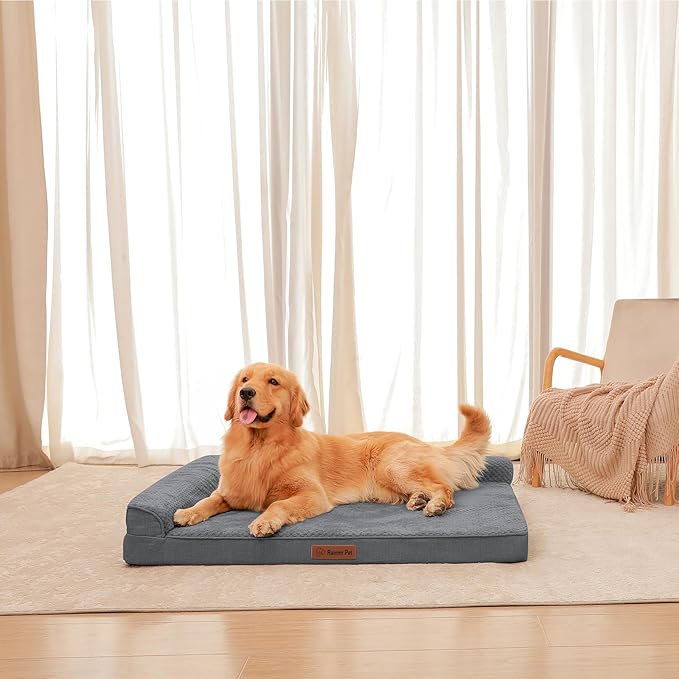 Orthopedic Dog Beds Large Sized Dog, 3 Inch Memory Foam Pet Bed for Medium and Large Dogs, Washable Removable Cover, Nonskid Bottom, Waterproof, 44x32 Inches XXL Dark Grey-Mewly Pet
