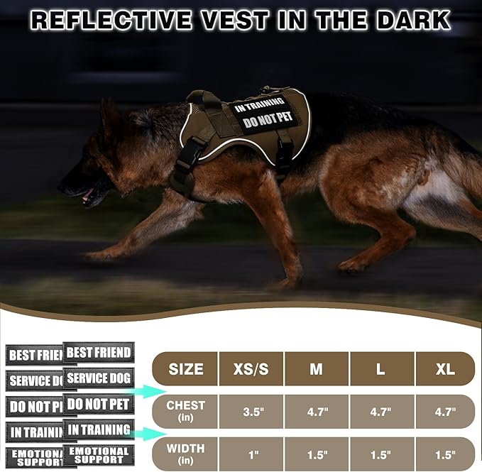 WINSEE Service Dog in Training Mesh Harness with 10 Pet Patches, Soft Air Mesh Breathable Tactical Dog Molle Vest, Reflective Military Pet Vest for Walking Hiking for Small Dogs-Mewly Pet