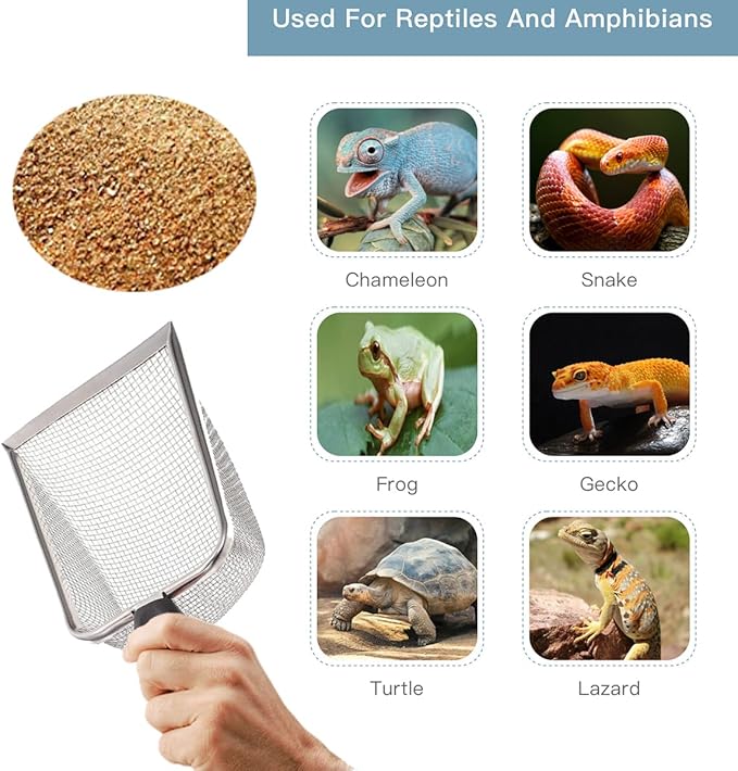 4PCS Reptile Scooper,Litter Cleaner Corner Scoop, Reptile Sand Fine Mesh,Cat Little Scoop, Bearded Dragon Sand Shovel,Pet Poo Shovel Scooper (4PCS Shovels)-Mewly Pet