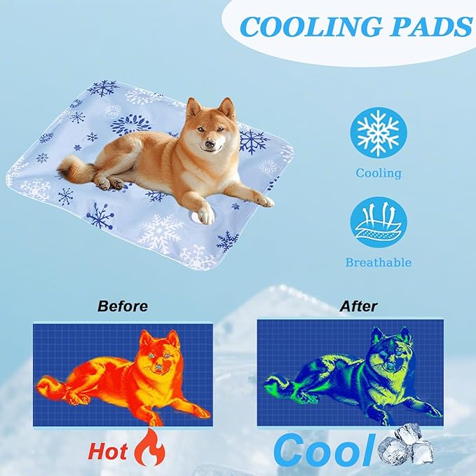 Dog Cooling Mat, Cooling Mat for Dogs & Cat, Provides Instant Relief for Small, Medium, Large Dogs, Washable, Non-Slip Design, Perfect for Hot Summer Days to Keep Pets Comfortable (L 23.6''*35.4'')-Mewly Pet