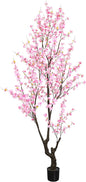 Faux Pink Cherry Blossom Tree 8ft(94in) Tall Artificial Plant Indoor Decor Handmade Natural Sakura Tree for Wedding Realistic Cherry Plant in Pot for Home Living Room,Office,Outdoor Decor.