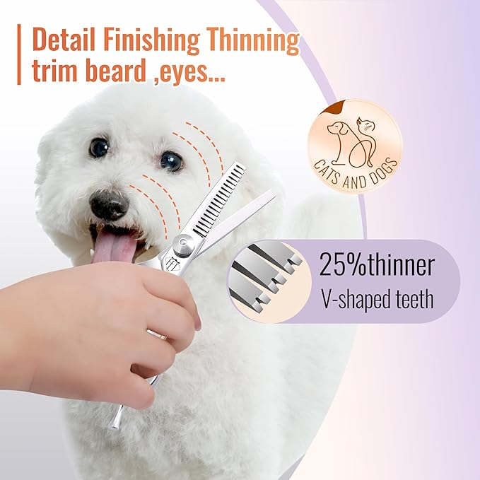 Dog Grooming Scissors: 4.75" Pet Thinning Shears Made Of Advanced Stainless Steel Alloy for Trimming Dogs Cats and Other Pets Face and Paws-Mewly Pet