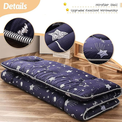 MAXYOYO Navy Star Futon Mattress Japanese Tatami Mat Foldable Bed Portable Camping Mattress Kids Sleeping Pad Floor Lounger Couch Bed, Full