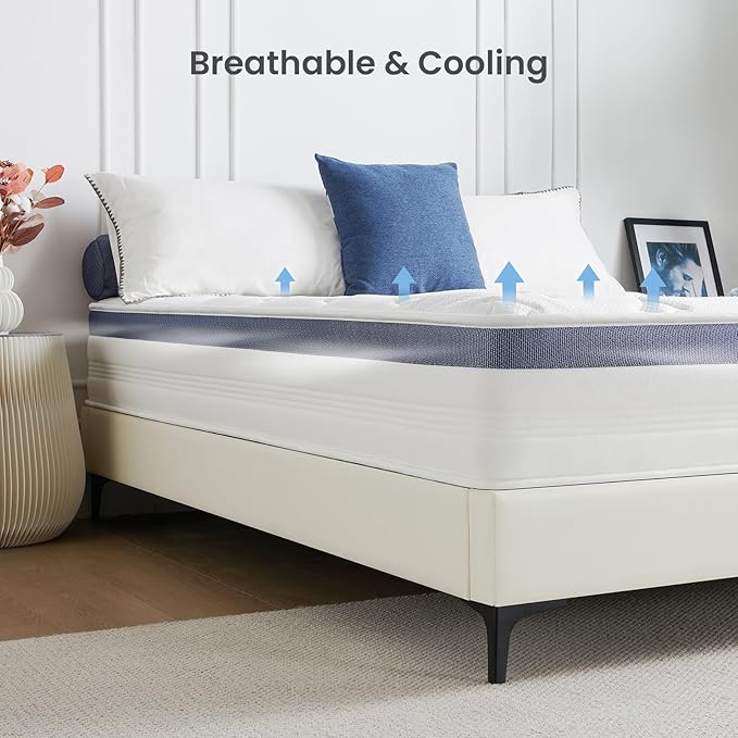Full Size Mattress 10 Inch, Hybrid Full Mattress in a Box with Cooling Gel Memory Foam and Individually Pocket Innerspring for Support and Pressure Relief, Medium Firm