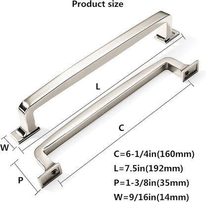 khtumeware 10 Pack 6-1/4 Inch Kitchen Cabinet Handles Polished Nickel Cabinet Pulls Drawer Pulls Kitchen Cabinet Hardware Kitchen Handles for Cabinets Cupboard Handles Drawer Handles