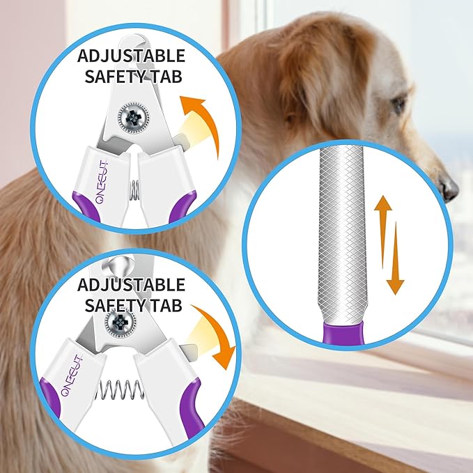 OneCut 6" Dog Nail Clippers for Small, Medium and Large Breed Professional Pet Nail Trimmers -Suitable for Cats, Rabbits and Guinea Pigs with Safety Guard to Avoid Over Cutting (Purple)-Mewly Pet